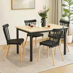 EL BARCO - Juego de Comedor New York + 4 Sillas Windsor negras