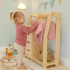 GENERICO - Closet Montessori De Madera Incluye 6 Colgadores