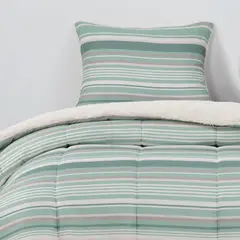 DIB - Plumon Reversible Sherpa 1.5 Plaza Lineas Verde