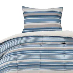 DIB - Plumon Reversible Sherpa 15 Plaza Lineas Azul