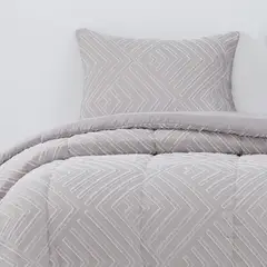 HEBRA - Plumon Jacquard 1.5 Plaza Flechas Gris