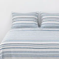 DIB - Sabanas Microfibra 2 Plaza Lineas Azul / Beige