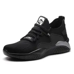 TIOZONEY - Zapatos De Seguridad Transpirables A Prueba De Golpes - Negro y Gris