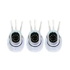 MUNDO MAGIA - Pack X3 Cámaras Ip 360° Wifi Hd Visión Nocturna Color Blanco