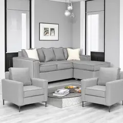 SITIAL HOME - Living 311 Lehmann Gris claro Seccional + 2 poltronas resortes