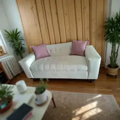 MUEBLES NEW - SOFA TRES CUERPOS BLANCO ECOCUERO.