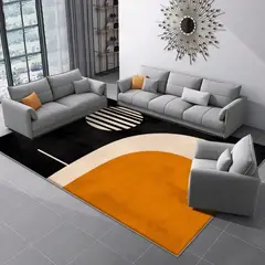 GENERICO - Alfombra Rectangular Antideslizante 200x240 diseño naranja negro