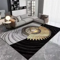 GENERICO - Alfombra Rectangular Antideslizante 200x240 diseño duocolor negro gris