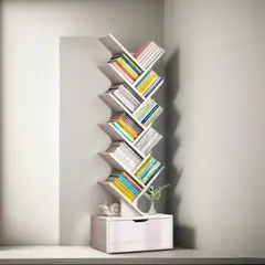 EVERSO - Estanteria Librero De Arbol 12 Niveles Moderno Con Cajón.