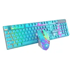 TIOZONEY - Kit Gamer Teclado y Mouse Inalambrico Recargable USB.