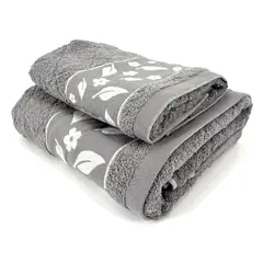 ANDES1 - Andes Juego Toallas Jacquard Hojas 2piezas Gris