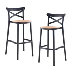 HABITA2 CHILE - Pack 2 Taburete piso de Bar Sena 75 cm Polipropileno - Negro