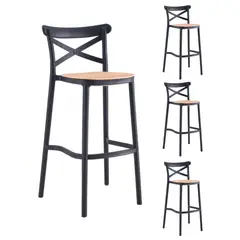 HABITA2 CHILE - Pack 4 Taburete piso de Bar Sena 75 cm Polipropileno - Negro