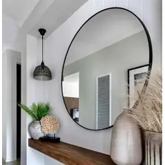 GENERICO - Espejo Redondo 70CM Marco Negro Taller Sin Fronteras