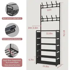 SUPERCENTER - Zapatero Gabinete Con Deflector Perchero - 5 Niveles 80cm Negro