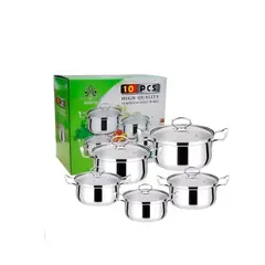 GENERICO - Juego De Ollas Batería De Cocina Set 10 Piezas Acero Inoxidable MD