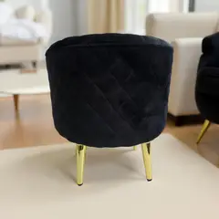 MUEBLES NEW - PUFF REDONDO NEW NEGRO FELPA