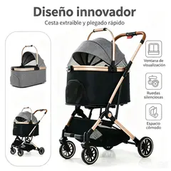 EVERSO - Coche Plegable Para Mascota Perros Gatos Con Cesta Extraíble