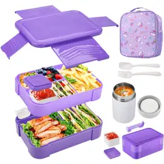 LUKOVEE - Bolso Lonchera Térmica Y Fiambrera Set Para Niños Adultos 2L
