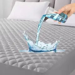 SUPERCENTER - Cubrecolchón Impermeable 2 Plazas + Funda De Almohada Gris