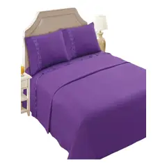 GENERICO - JUEGO DE SABANAS 144 HILOS KING MORADO