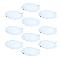WANT - 10 Focos Panel Led 10W Redondo Embutido Luz Cálida