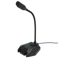JOIGO - Microfono Gamer Con Cable USB Y Luces Flexible Para PC Negro