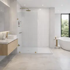 DELL ORTO - Shower Door vidrio templado 120x190 cm herraje dorado - Civita