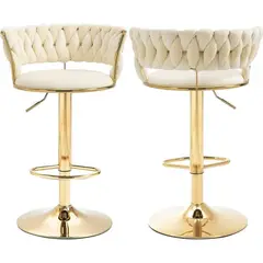 GENERICO - Pack de 2 Taburetes Queen velvet gold beige