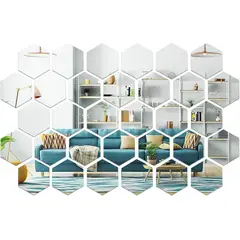 GENERICO - Pack X24 Vinilo Espejo Pared Adhesivo Hexagonal Decorativo