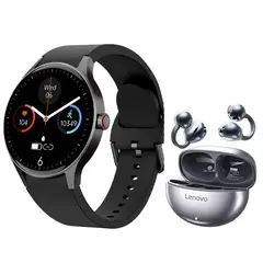 LENOVO - Reloj inteligente Y80 Negro Smartwatch y Audifonos TA140 -B