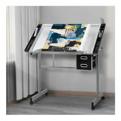GENERICO - Mesa Dibujo Profesional Tablero Vidrio Templado Reclinable
