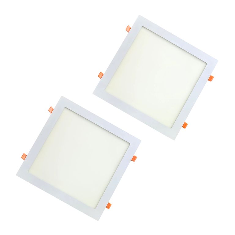 2 Focos Panel Led 18W Cuadrado Embutido 220V Luz Neutra