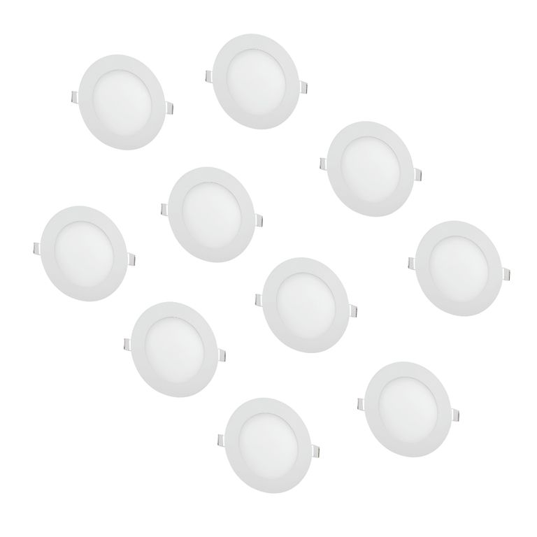 10 Focos Panel Led 18W Redondo Embutido 220V Luz Neutra