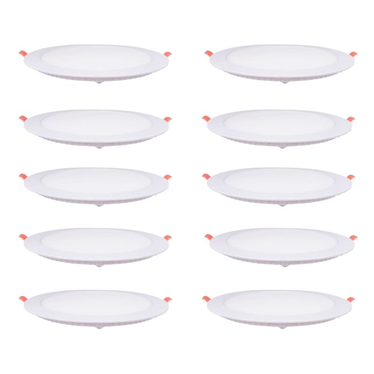 10 Focos Panel Led 18W Redondo Embutido 220V Luz Fría