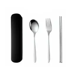 GENERICO - SET VAJILLA PORTATIL ACERO INOXIDABLE