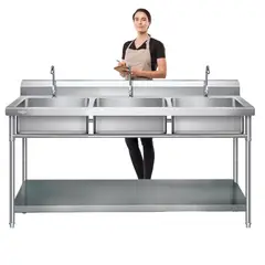 PROCHEF - Lavafondos Triple Acero Inox. 180x60x90 cm.