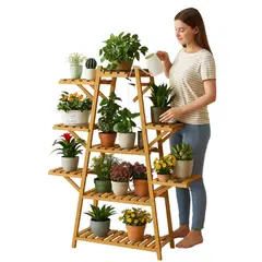 GENERICO - Repisa Exhibición Plantas Jardin Bambu