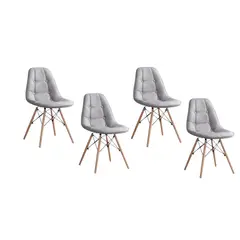 HABITA2 CHILE - Pack de 4 Silla Buckle Acolchada - Gris