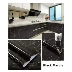 GENERICO - Papel Color Negro Para Pared Papel Mural Pvc Autoadhesivo Mármol 10mts