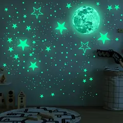 GENERICO - Verde Adhesivos Fluorescentes De Estrellas Y Lunas Brillant