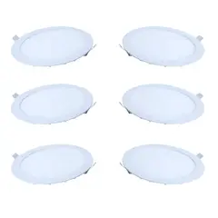 WANT - 6 Focos Panel Led 24W Redondo Embutido 170/158mm Luz Cálida