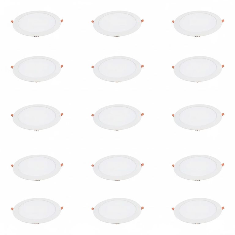 15 Focos Panel Led 3W Redondo Embutido 220V Luz Cálida