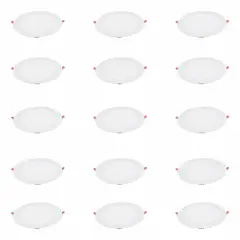 GENERICO - 15 Focos Panel Led 3W Redondo Embutido 220V Luz Cálida