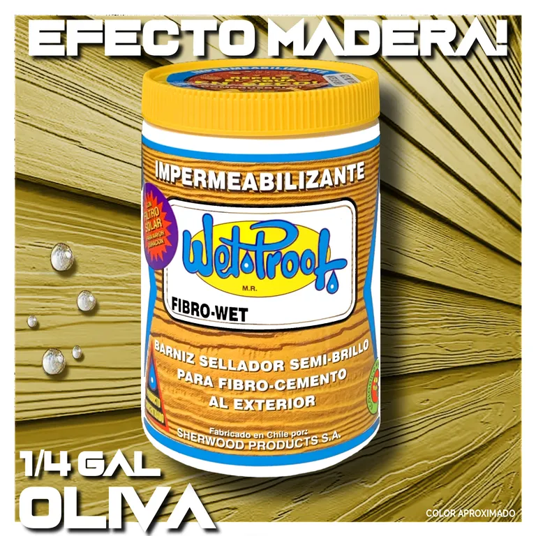 BARNIZ FIBROCEMENTO SIDING IMPERMEABLE WET PROOF® FIBROWET OLIVA 1-4 G