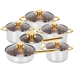 CHEFCHOICE - Batería de Cocina 12pcs Acero Inoxidable Doble fondo