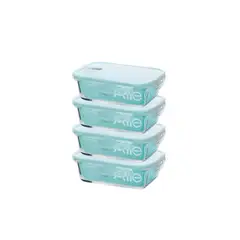 ALLEGRA - Set 4 hermeticos vidrio rectangular 750ml