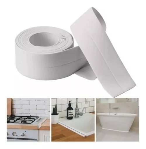 3 Piezas Cinta Selladora Para Baño Ducha Lavabo Bañera Color Blanco