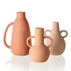 SOHOGAR - Set 3 jarrones cerámica terracota rústico
