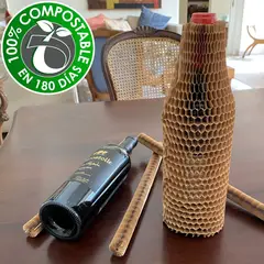 180 COMPOSTABLE - Funda Acolchada de Papel Kraft 450mmx10 Embalaje de Botella